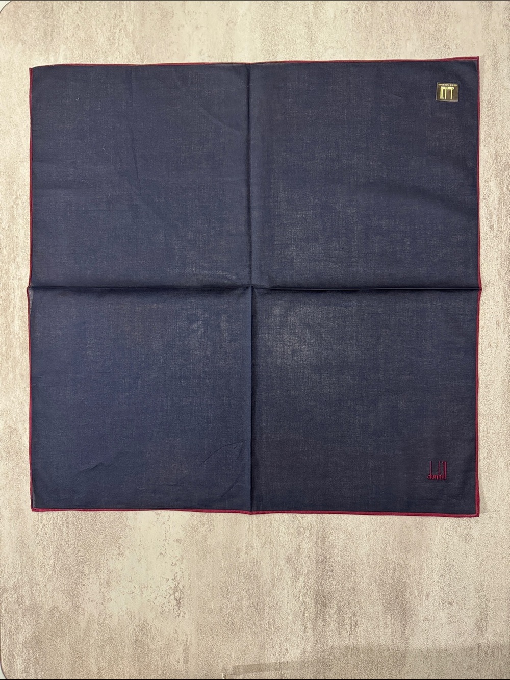 Dunhill Navy Pocket Square with Red Edge